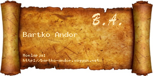 Bartko Andor névjegykártya